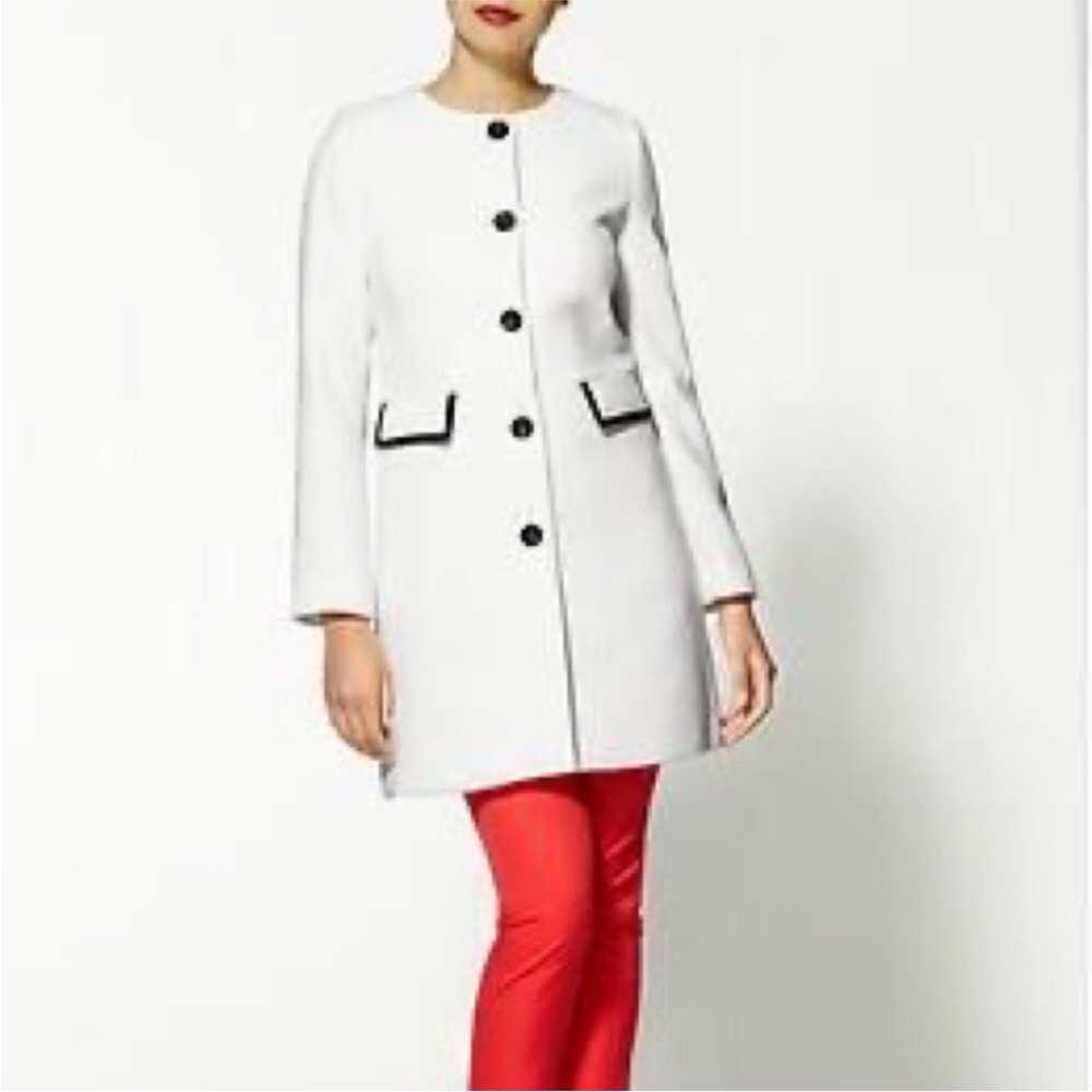 So adorable-Pim + Larkin and White Coat with Black Trim!